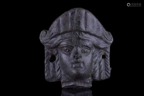 ROMAN BRONZE FEMALE HEAD WITH STEPHANE