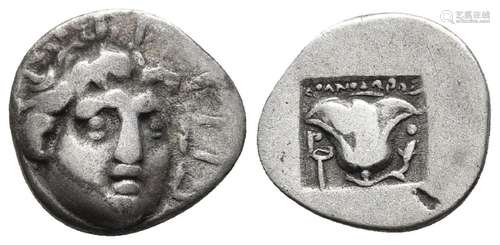 ISLANDS OFF KARIA, RHODES, PLINTHOPHORIC AR HEMIDRACHM, MAGI...