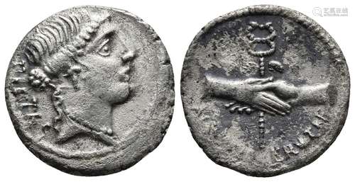 D. POSTUMIUS ALBINUS BRUTI F., AR DENARIUS, ROME MINT, 48 BC...