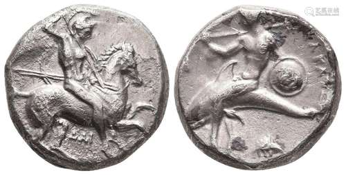 CALABRIA,TARENTUM. CIRCA 334-330 BC. AR NOMOS