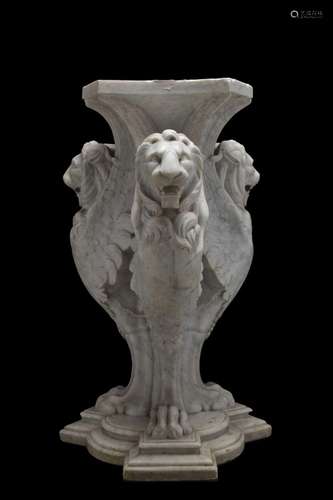 NEOCLASSICAL MARBLE TRAPEZOPHORON TABLE by MOSES EZEKIEL