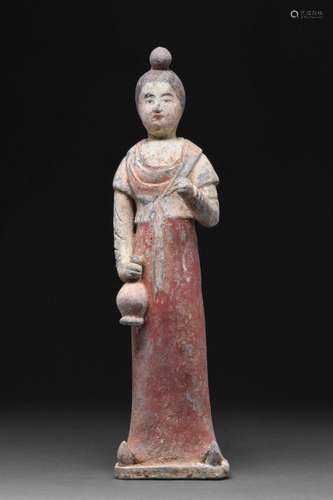 CHINESE TANG DYNASTY TERRACOTTA FEMALE ATTENDANT - TL TESTED