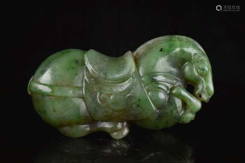 CHINESE QING DYNASTY JADE RECUMBENT HORSE