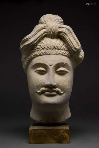 GANDHARAN SCHIST HEAD OF A BODHISATTVA