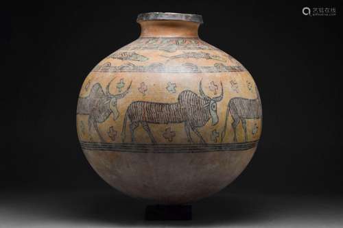 INDUS VALLEY TERRACOTTA VESSEL WITH ANIMALS - TL TESTED