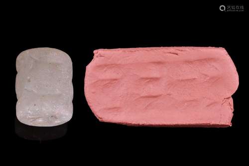 MESOPOTAMIAN STONE CYLINDER SEAL WITH FISH - ORIGINAL LAMBER...