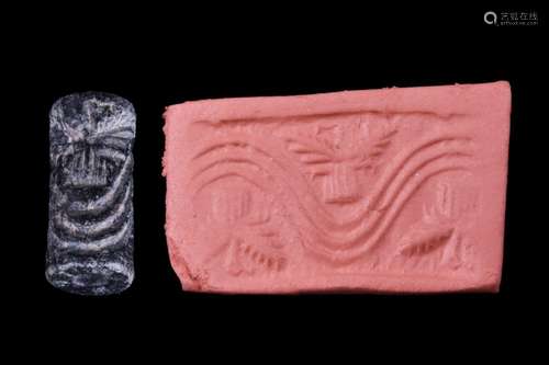 MESOPOTAMIAN STONE CYLINDER SEAL WITH EAGLES - ORIGINAL LAMB...