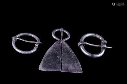 VIKING GROUP OF THREE SILVER BROOCHES