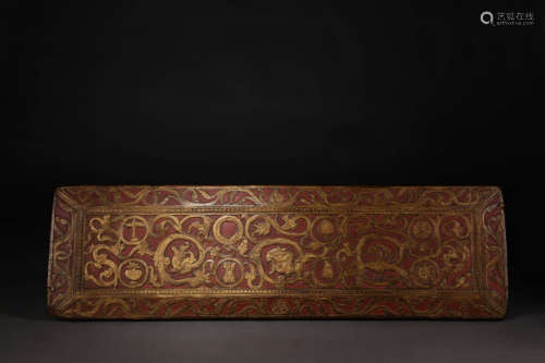 明代（14世纪） 红漆描金吉祥八宝经书板