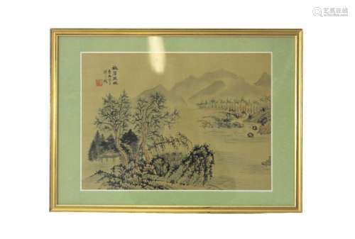 CHINE, XXe siècle,<br />
Peinture sur soie représentant un p...