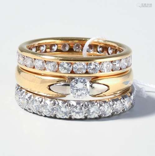 Lot: 3 Brillant-Ringe