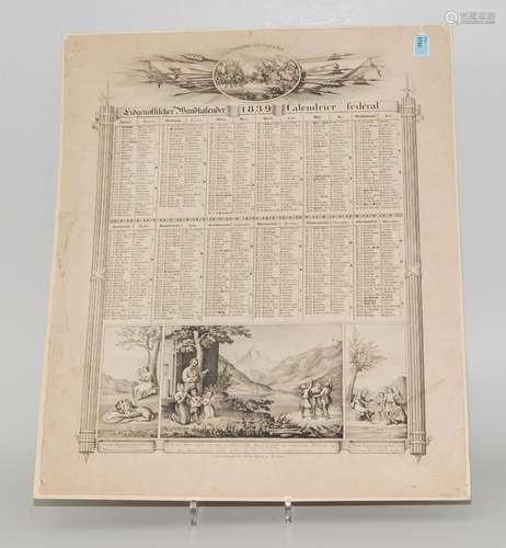 Eidgenössischer Wandkalender 1839