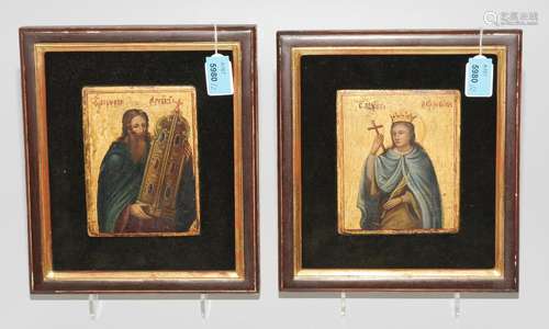 Lot: 2 kleine Heiligenikonen