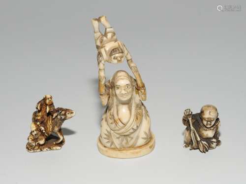 Lot: 2 Netsuke und 1 Okimono