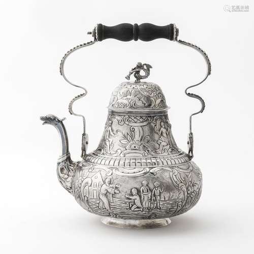 A Dutch silver teapot and cover