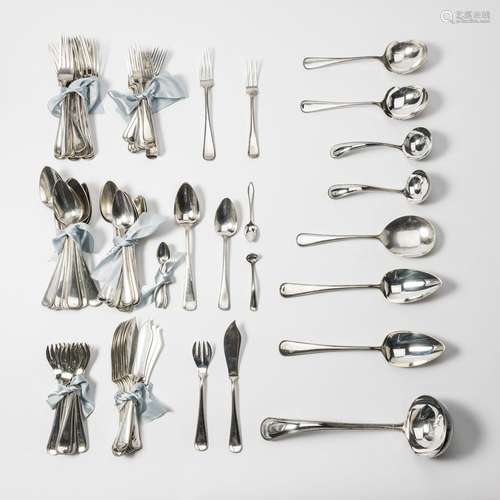 A Dutch silver flatware service