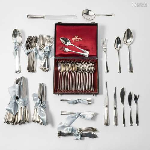 A Dutch silver composite flatware service