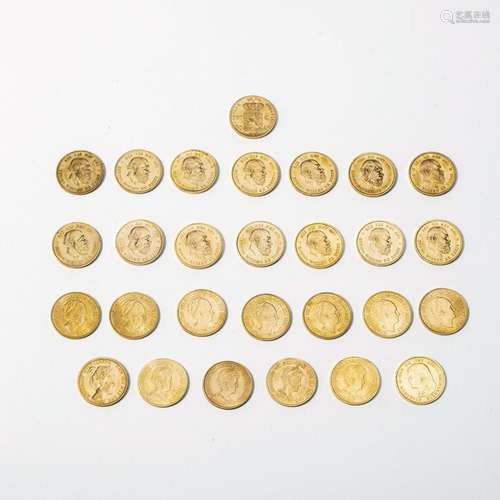 A collection of 28 gold coins