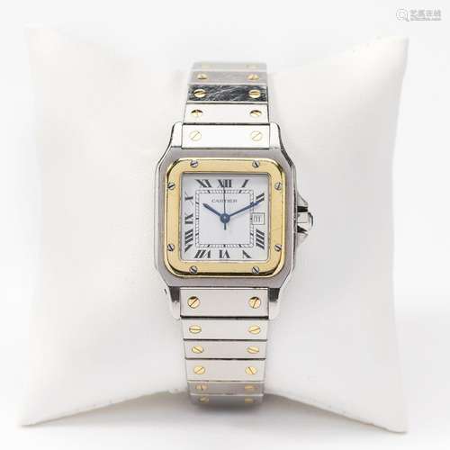 An 18 carat gold and steel Cartier Santos lady’s wristwatch