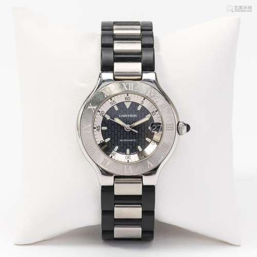 A stainless steel Cartier 21 Autoscaph wristwatch