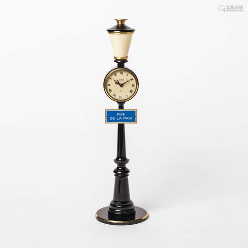 A "Rue de la Paix" lantern table desk clock by Jae...