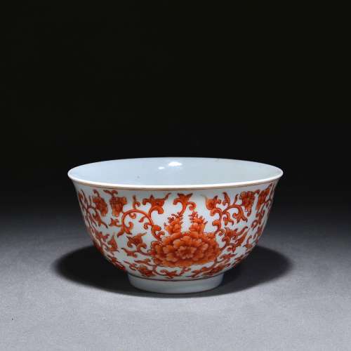 Vatican red color passionflower pattern bowl