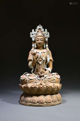 Longquan kiln glazed Guanyin statue