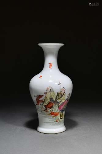 Pastel Fu Lu Shou Avalokitesvara Appreciation Vase