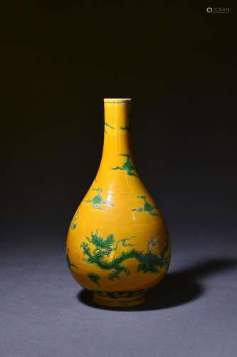 Yellow ground green gentian bottle