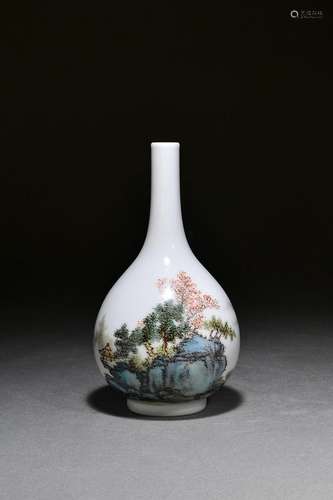 Pastel Panjing Landscape Character Gall Vase