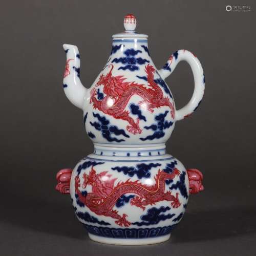 Blue and white rouge red dragon pattern wine warmer