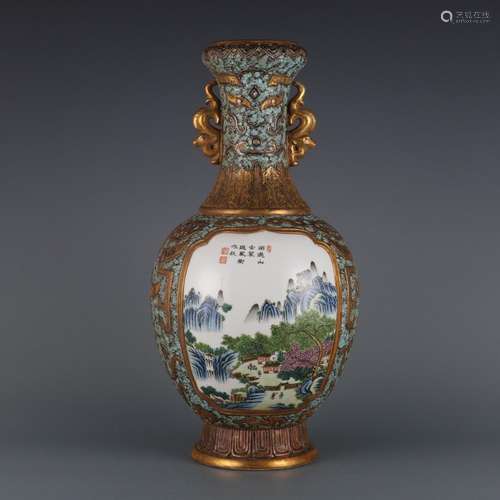 Bronze Glaze Painting Gold Window Landscape Figure Story Bin...