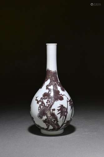 Underglazed red pine, bamboo and plum grain vase