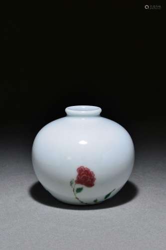 Pomegranate water bowl with red peony pattern in famille ros...