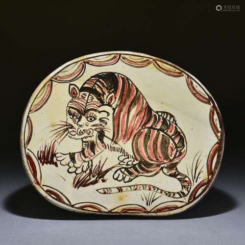 Cizhou Kiln Series Painted Tiger Porcelain Pillow