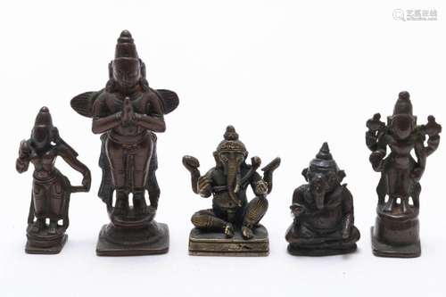 Lot van 5 bronzen sculptuurtjes