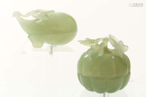 Chinese jade pompoen/vrucht dekseldoos 2