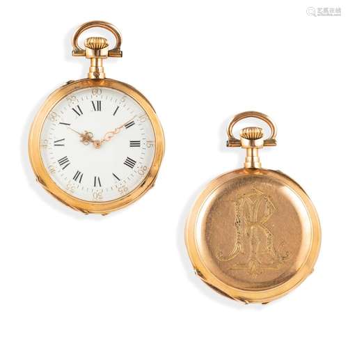 OROLOGIO DA TASCA IN ORO CON MONOGRAMMA RL, SVIZZERA 1870 CI...