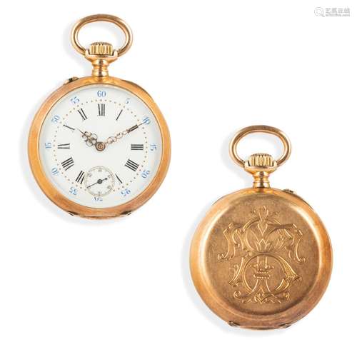 PICCOLO OROLOGIO DA TASCA IN ORO CON MONOGRAMMA TB, FRANCIA ...