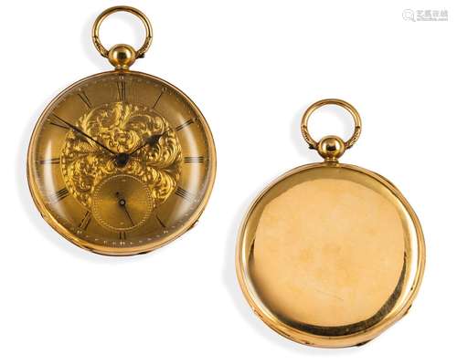 STAUFFER GENEVE, OROLOGIO DA TASCA IN ORO GIALLO, CIRCA 1870