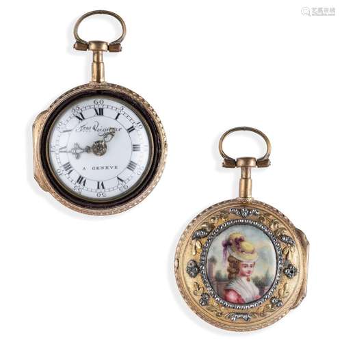 VEGNEUR, OROLOGIO DA TASCA CON MINIATURA, SVIZZERA 1780