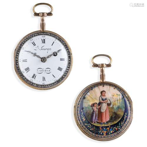 FROUMY, OROLOGIO DA TASCA CON SMALTI, SVIZZERA 1790 CIRCA