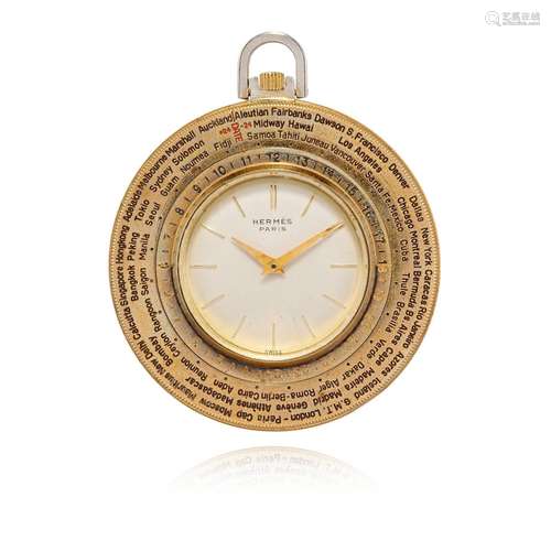 Hermès Hermès world time pocket watch, `60s