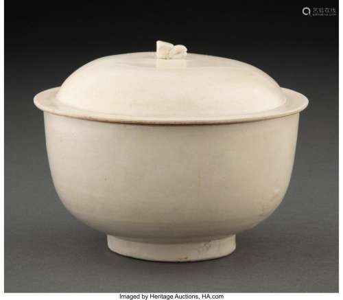 A Chinese Ding-Type White-Glazed Covered Bowl 4-1/4 x 5 x 5 ...