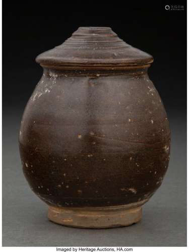 A Chinese Jian Ware Covered Jar 4-3/4 x 3-5/8 inches (12.1 x...