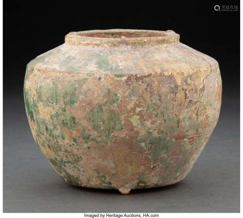 A Chinese Glazed Ceramic Vessel 4-1/2 x 5-7/8 inches (11.4 x...