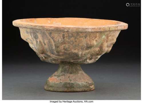 A Chinese Terracotta Pedestal Vessel 5-1/8 x 8-1/2 inches (1...