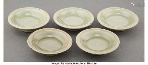 A Group of Five Chinese Celadon Glazed Dishes 1 x 3-1/4 inch...