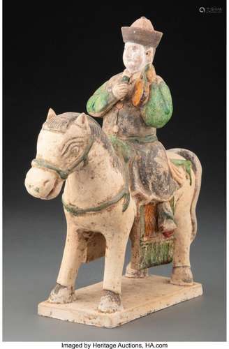 A Chinese Polychrome Ceramic Rider on Horse