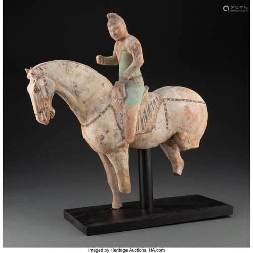 A Large Chinese Ceramic Equestrian Figure